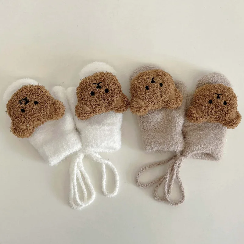 Teething Mitten Baby - 1-4Y Cartoon Bear Baby Mittens Winter