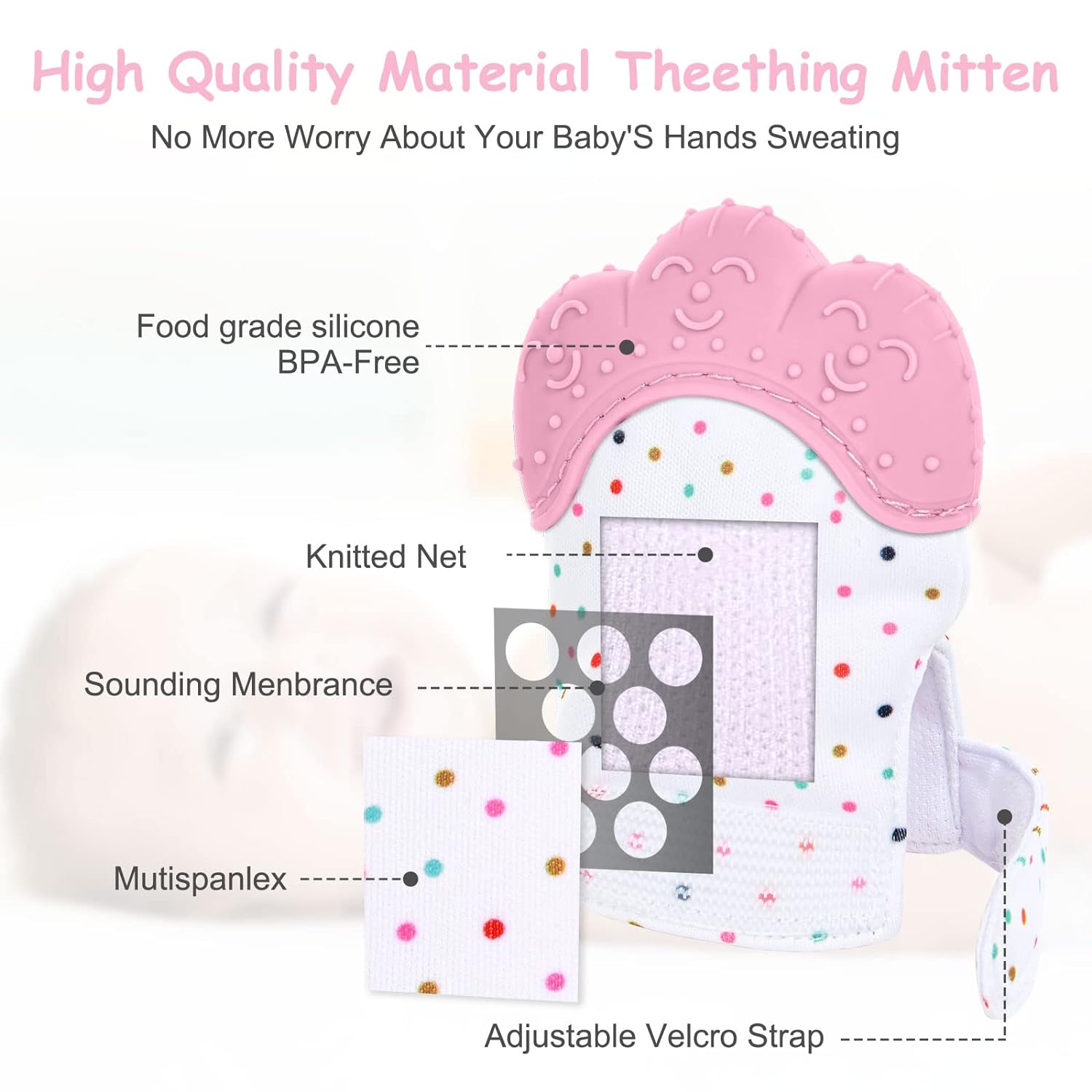Food grade silicone Gloves Bab - Teething Mitten Baby ulasan dan harga