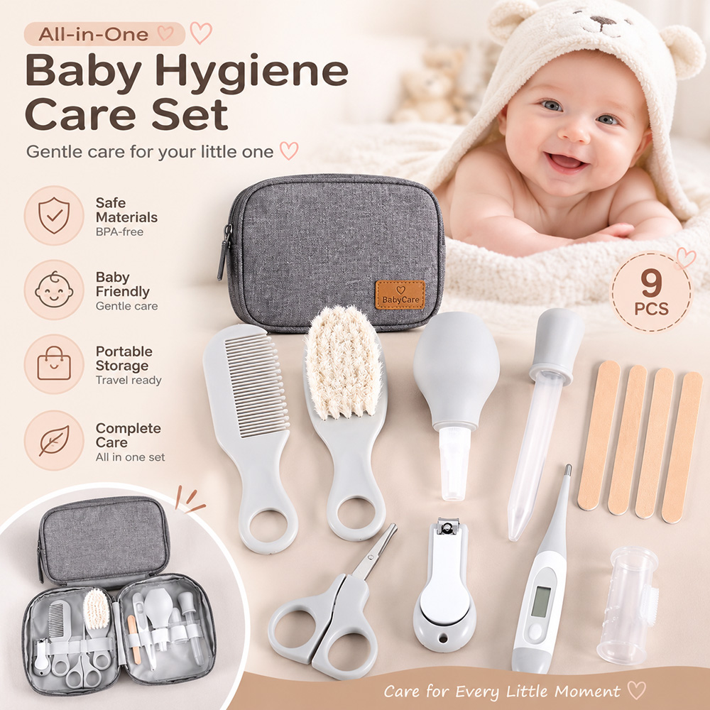 Baby Grooming Kit 9PCS Newborn - Baby Products Kit Set ulasan dan harga